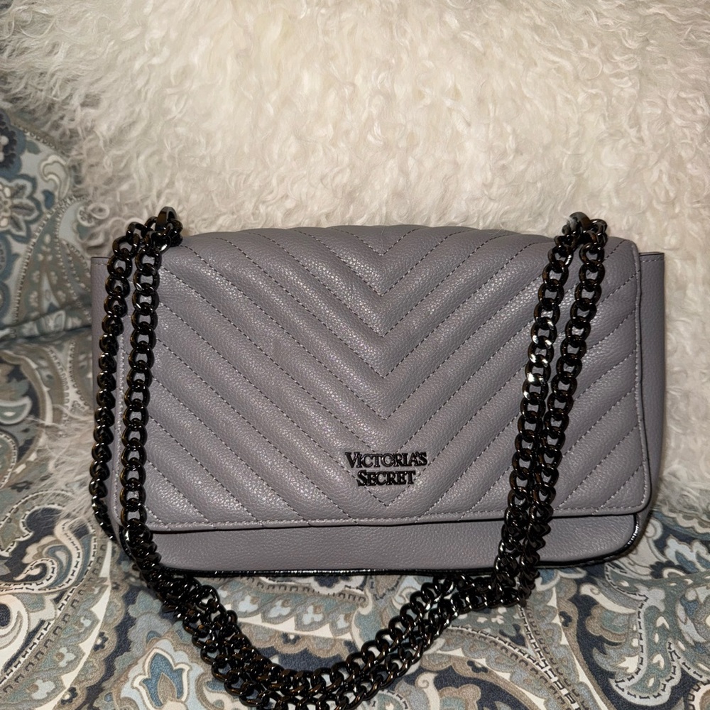 Victoria's Secret Gray Quilted Chain Bag